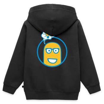 Niedliche Comic Figur (Brille, Kreis) - Kinder Premium Organic Zip Hoodie - Schwarz - Hinten - AI Model Kid Male (0cm)