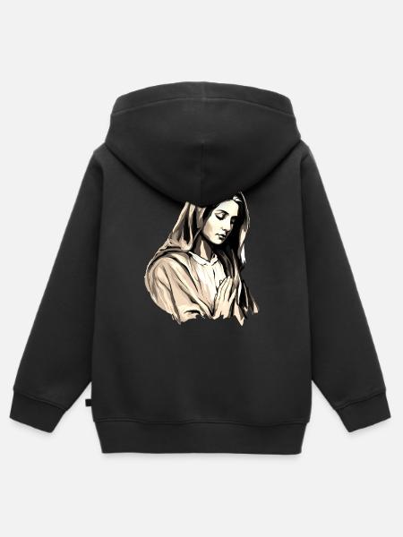 Sainte Marie Marie Vierge Marianne Vierge Marie Sainte - Sweat Premium à capuche zippé enfant bio - noir