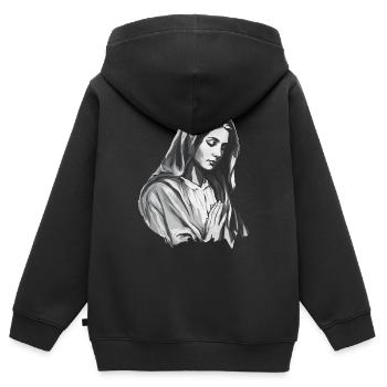 Sainte Marie Marie Vierge Marie Sainte - Sweat Premium à capuche zippé enfant bio - noir - Dos - AI Model Kid Male (0cm)