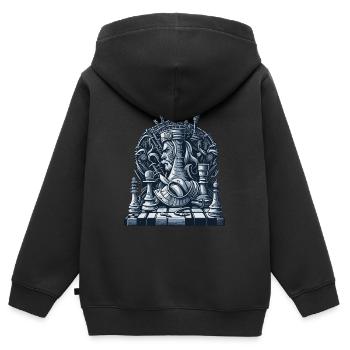 Schachbrett - Kinder Premium Organic Zip Hoodie - Schwarz - Hinten - AI Model Kid Male (0cm)