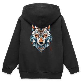 Wolf Spirit Animal - Kinder Premium Organic Zip Hoodie - Schwarz - Hinten - AI Model Kid Male (0cm)