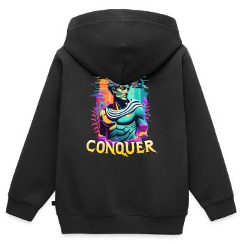 Conquer - Epische griechische Mythologie - Harte Arbeit Fitness - Kinder Premium Organic Zip Hoodie - Schwarz - Hinten - AI Model Kid Male (0cm)