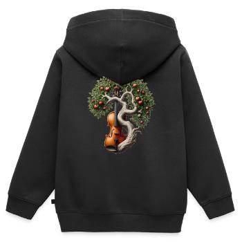 Musik Baum Violine Geige Orchester Big Band - Kinder Premium Organic Zip Hoodie - Schwarz - Hinten - AI Model Kid Male (0cm)