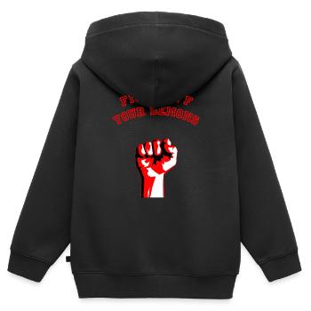 FIGHT OFF YOUR DEMONS - Kämpferische Faust - Kinder Premium Organic Zip Hoodie - Schwarz - Hinten - AI Model Kid Male (0cm)