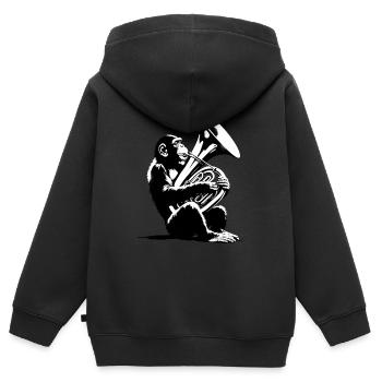 Affen Orchester Tuba StreetArt Banksy Style - Kinder Premium Organic Zip Hoodie - Schwarz - Hinten - AI Model Kid Male (0cm)
