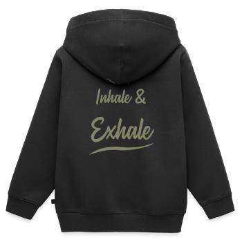 inhale & exhale yoga sprüche - Kinder Premium Organic Zip Hoodie - Schwarz - Hinten - AI Model Kid Male (0cm)