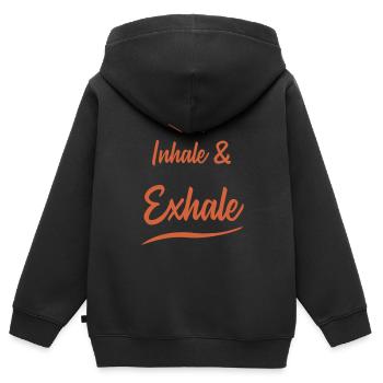 inhale & exhale spruch - Kinder Premium Organic Zip Hoodie - Schwarz - Hinten - AI Model Kid Male (0cm)