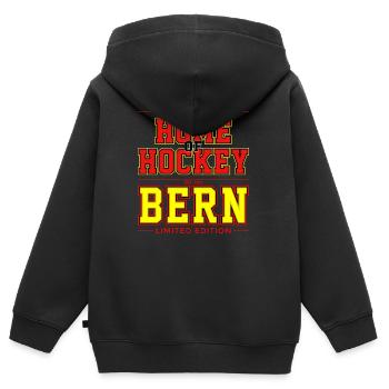Bern - Kinder Premium Organic Zip Hoodie - Schwarz - Hinten - AI Model Kid Male (0cm)