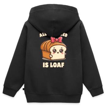 Alles, was du brauchst, ist ein Laib - Kinder Premium Organic Zip Hoodie - Schwarz - Hinten - AI Model Kid Male (0cm)