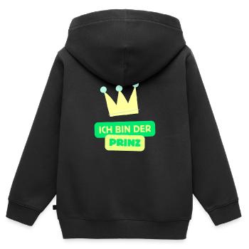 Ich bin der Prinz - Familiendesign - Kinder Premium Organic Zip Hoodie - Schwarz - Hinten - AI Model Kid Male (0cm)