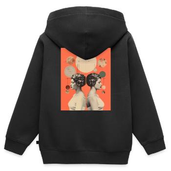 Gémeaux - Sweat Premium à capuche zippé enfant bio - noir - Dos - AI Model Kid Male (0cm)