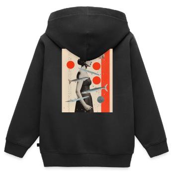 Poissons collage art astrologie - Sweat Premium à capuche zippé enfant bio - noir - Dos - AI Model Kid Male (0cm)