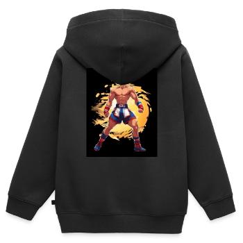 Kick Boxing - Sweat Premium à capuche zippé enfant bio - noir - Dos - AI Model Kid Male (0cm)