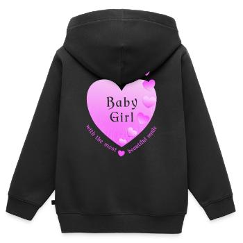 Baby Girl - Kinder Premium Organic Zip Hoodie - Schwarz - Hinten - AI Model Kid Male (0cm)