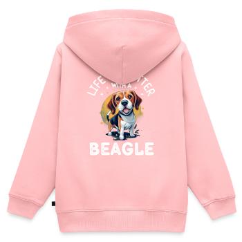 The life is better with a beagle - Kids Premium Organic Zip-up Hoodie - rose - Back - AI Model Kid Female (0cm)