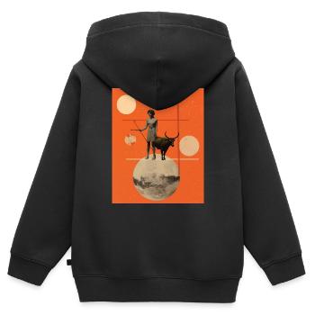Sagittaire collage art astrologie - Sweat Premium à capuche zippé enfant bio - noir - Dos - AI Model Kid Male (0cm)