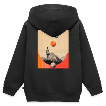 Klettern und sich etwas wünschen - Kinder Premium Organic Zip Hoodie - Schwarz - Hinten - AI Model Kid Male (0cm)