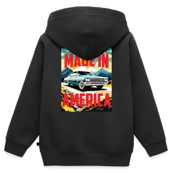 NOVA MADE IN AMERICA - Kinder Premium Organic Zip Hoodie - Schwarz - Hinten - AI Model Kid Male (0cm)