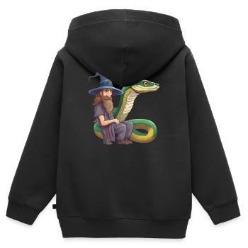 Sorcier Serpent Anaconda Serpent Boa Python - Sweat Premium à capuche zippé enfant bio - noir - Dos - AI Model Kid Male (0cm)