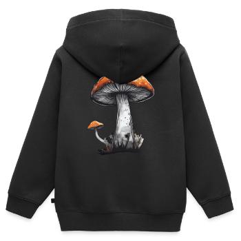Pilz Steinpilz Champignon Natur Herbst Pfifferling - Kinder Premium Organic Zip Hoodie - Schwarz - Hinten - AI Model Kid Male (0cm)