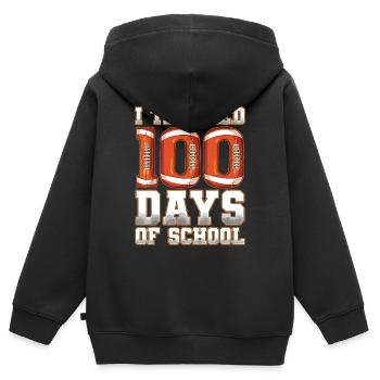 Ich habe 100 Tage Schulfußball in Angriff genommen - Kinder Premium Organic Zip Hoodie - Schwarz - Hinten - AI Model Kid Male (0cm)