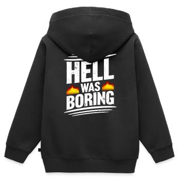 Hell was boring Hell was boring saying - Kids Premium Organic Zip-up Hoodie - black - Back - AI Model Kid Male (0cm)