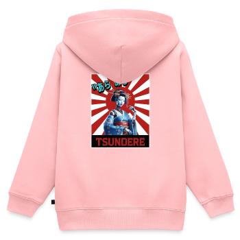Tsundere Geisha - Sweat Premium à capuche zippé enfant bio - rose - Dos - AI Model Kid Female (0cm)