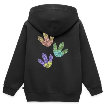 Imprimés DINOSAURES - Sweat Premium à capuche zippé enfant bio - noir - Dos - AI Model Kid Male (0cm)
