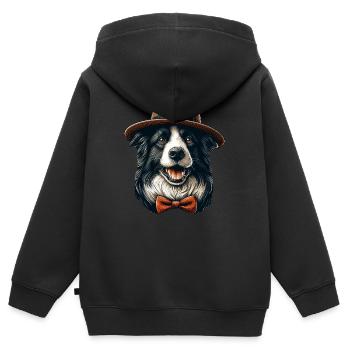 Border Collie Drawing - Kids Premium Organic Zip-up Hoodie - black - Back - AI Model Kid Male (0cm)