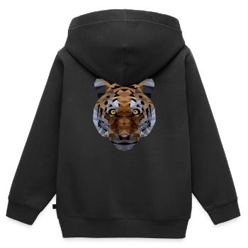 Tiger Polygon - Kinder Premium Organic Zip Hoodie - Schwarz - Hinten - AI Model Kid Male (0cm)