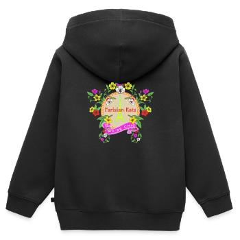 Paris Adventure Eiffel Parisian Rat Mouse Whiskers - Kids Premium Organic Zip-up Hoodie - black - Back - AI Model Kid Male (0cm)