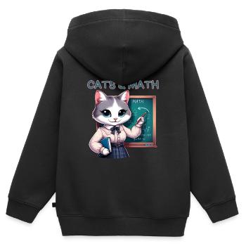 I love Cats & Maths - Sweat Premium à capuche zippé enfant bio - noir - Dos - AI Model Kid Male (0cm)
