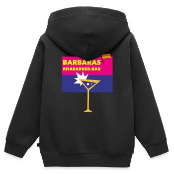 Bar à la rhubarbe de Barbara - Sweat Premium à capuche zippé enfant bio - noir - Dos - AI Model Kid Male (0cm)