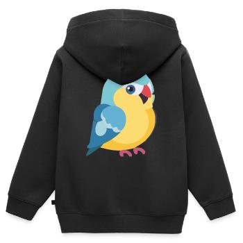 Wellensittich bunt auf Ast - Kinder Premium Organic Zip Hoodie - Schwarz - Hinten - AI Model Kid Male (0cm)
