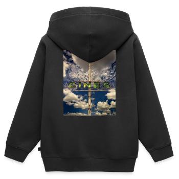 Kino - Kinder Premium Organic Zip Hoodie - Schwarz - Hinten - AI Model Kid Male (0cm)