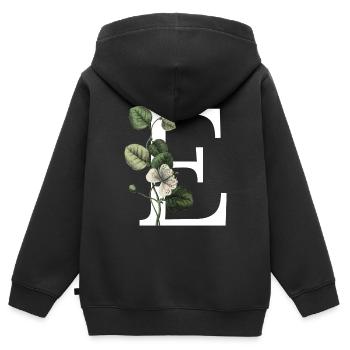 Green Botanical Letter E - Kids Premium Organic Zip-up Hoodie - black - Back - AI Model Kid Male (0cm)