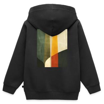 Affiche Minimaliste Geo - Sweat Premium à capuche zippé enfant bio - noir - Dos - AI Model Kid Male (0cm)