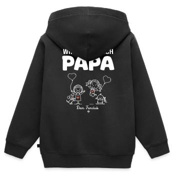 Wir lieben dich Papa dein Fanclub 2 Mädchen - Kinder Premium Organic Zip Hoodie - Schwarz - Hinten - AI Model Kid Male (0cm)