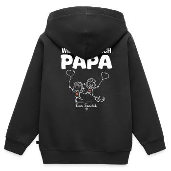 Wir lieben dich Papa dein Fanclub 2 kinder - Kinder Premium Organic Zip Hoodie - Schwarz - Hinten - AI Model Kid Male (0cm)