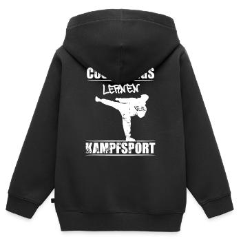 Kampfsport - Kinder Premium Organic Zip Hoodie - Schwarz - Hinten - AI Model Kid Male (0cm)