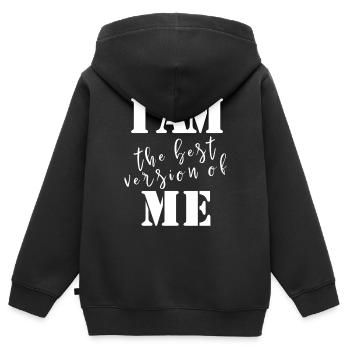 T-shirt de motivation « JE SUIS la meilleure version de MOI » - Sweat Premium à capuche zippé enfant bio - noir - Dos - AI Model Kid Male (0cm)