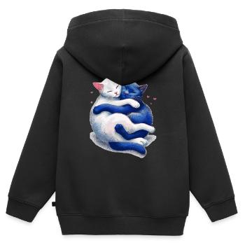 Katzen kuscheln miteinander - Kinder Premium Organic Zip Hoodie - Schwarz - Hinten - AI Model Kid Male (0cm)