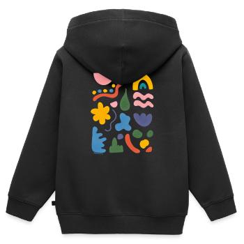 Art Abstrait Formes Colorées - Sweat Premium à capuche zippé enfant bio - noir - Dos - AI Model Kid Male (0cm)