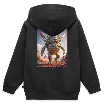 vegetables downfall Apocalypse Monster transformat - Kids Premium Organic Zip-up Hoodie - black - Back - AI Model Kid Male (0cm)