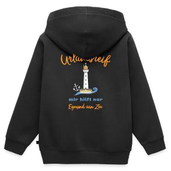 Egmond aan Zee, Niederlande, Status Urlaubsreif - Kinder Premium Organic Zip Hoodie - Schwarz - Hinten - AI Model Kid Male (0cm)
