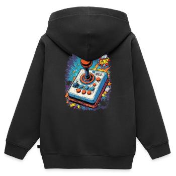 Retro Gamer Joystick / Controller Jeux de console - Sweat Premium à capuche zippé enfant bio - noir - Dos - AI Model Kid Male (0cm)