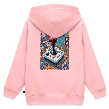 Retro Gamer Joystick / Controller Jeux de console - Sweat Premium à capuche zippé enfant bio - rose - Dos - AI Model Kid Female (0cm)