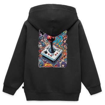 Retro Gamer Joystick / Controller Jeux de console - Sweat Premium à capuche zippé enfant bio - noir - Dos - AI Model Kid Male (0cm)