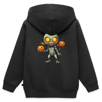 Halloween - Außerirdischer Grusel mit Kürbis - Kinder Premium Organic Zip Hoodie - Schwarz - Hinten - AI Model Kid Male (0cm)