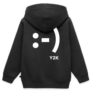 Sourire Y2K Blanc - Sweat Premium à capuche zippé enfant bio - noir - Dos - AI Model Kid Male (0cm)